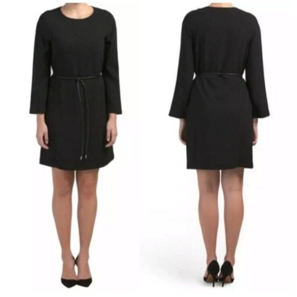 Theory Size L Maxyne Crepe Shift Dress Raglan 3/4 Sleeve Black - Picture 1 of 16
